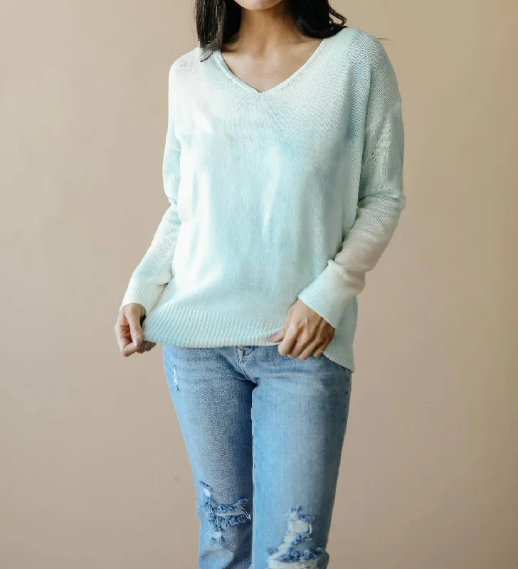 Heavenly Sweater In Pale Peach & Aqua Stylish Women's Neon
