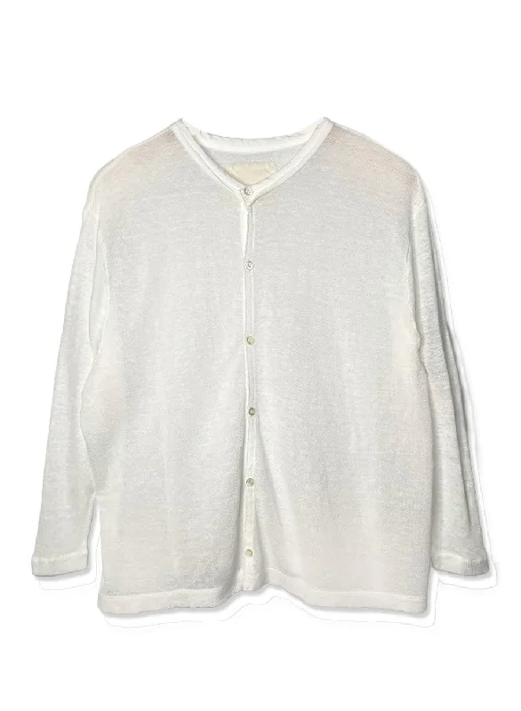 Hemp Pique Cardigan in White Athletic Women's High - 