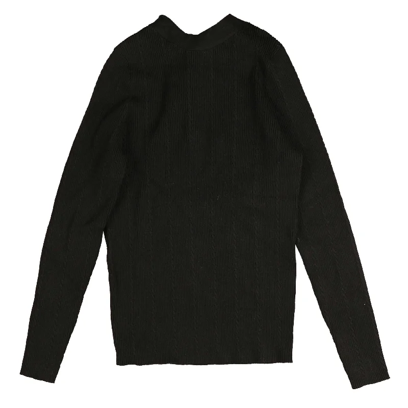 Hev Black Mock Neck Knit With Back Buttons Tough Women's Military - inspired
