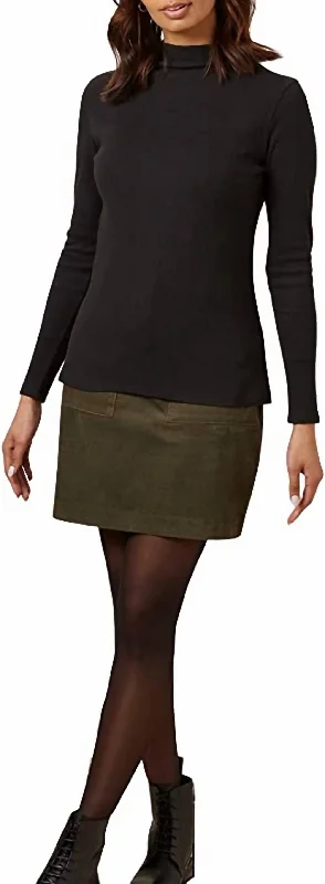 Hiral Rib Turtleneck Top In Black Trendy Women's Oversized