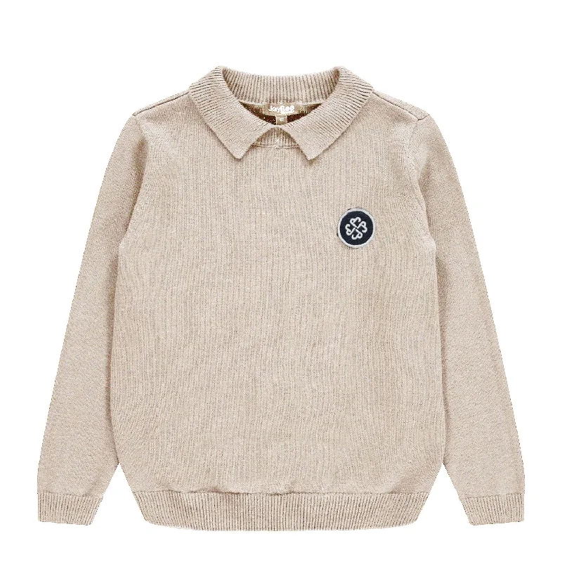 Jaybee natural Textured Knit Polo Earthy Women's 