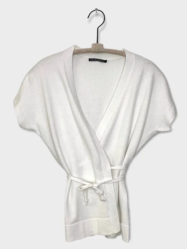 Knitted Cardigan With Belt In White Refined Women's 