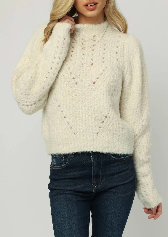 Madison Crewneck Sweater In Cream Sophisticated Women's 