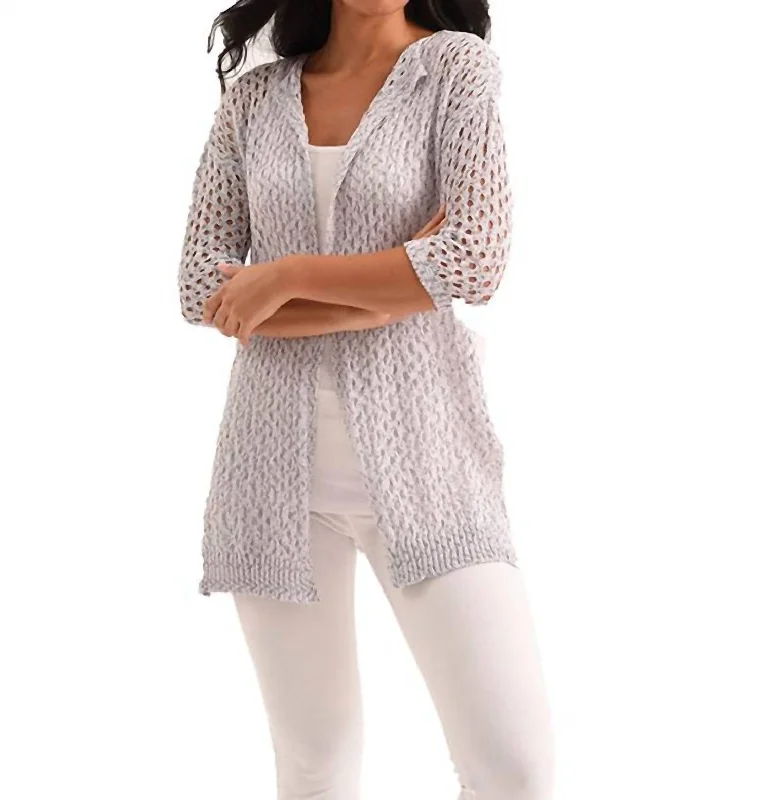Noelle Crochet Cardigan In Slate Sporty Women's Athleisure 