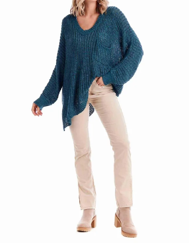 Oscar Vee Neck In Blue Trendy Women's 