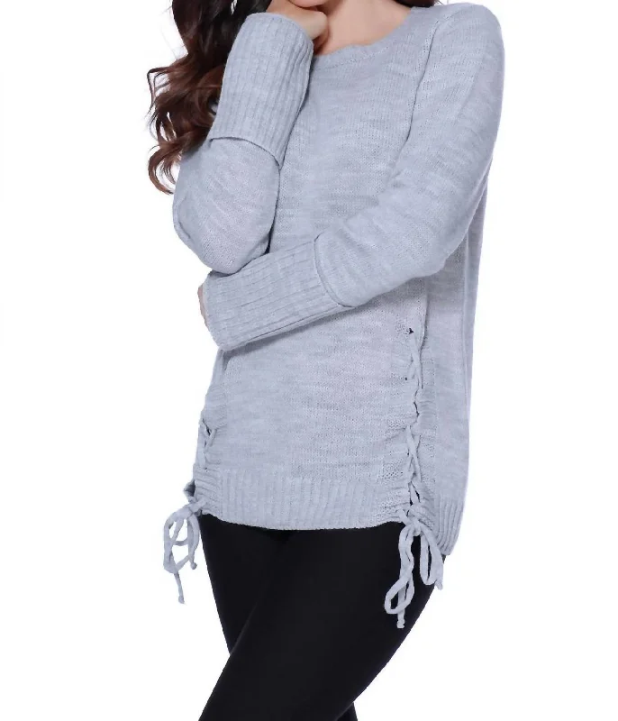 Parker Tie Up Sweater In Gray Adventure