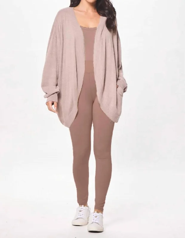 Plush Knit Cardigan In Beige Practical Women's Multi - 