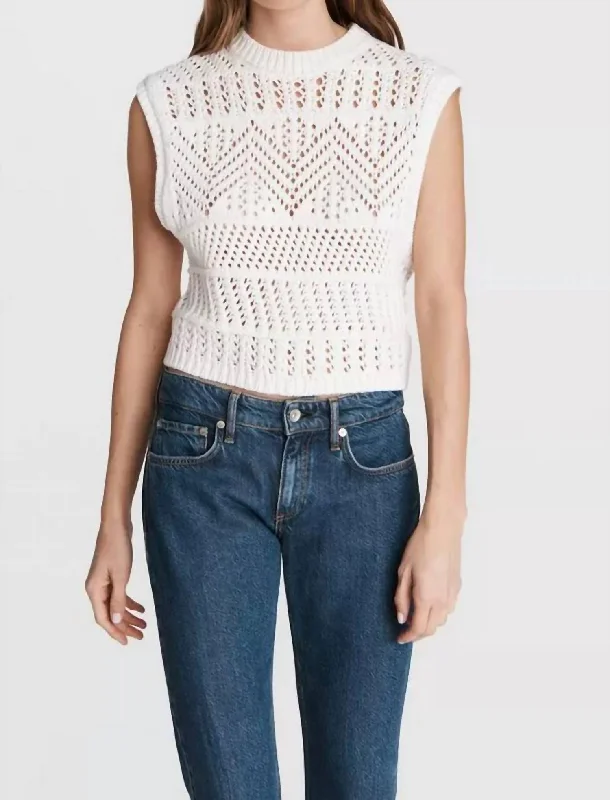 Renee Sleeveless Crew In Ivory Classic Women's Tweed