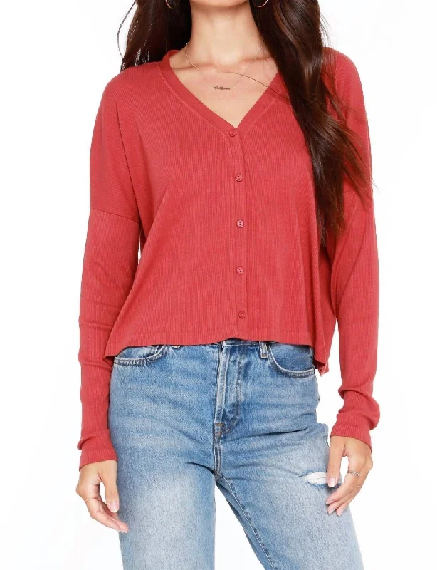 Ribbed Button Up Top In Canyon Rugged Women's Outdoor 