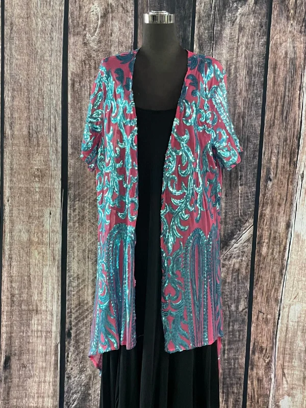 Sequin Duster In Pink/blue Laid - back Women's Vibe