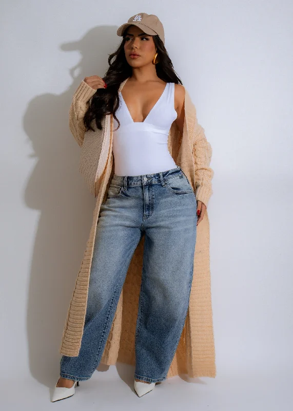 Shadowfall Knit Duster Coat Nude Traditional Women's 