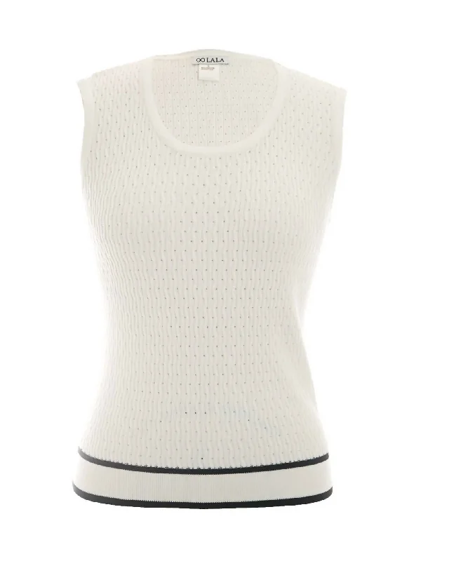 Sleeveless Sweater In White/black Confident Women's Power