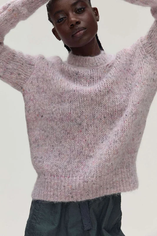 SOUSAN Mohair/Alpaca Crew Neck Sweater in Powder Modern Women's 