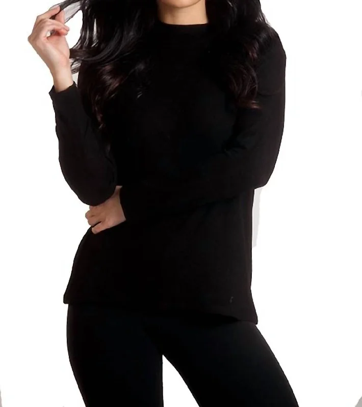 Supersoft Mock Neck Pullover In Black Geometric