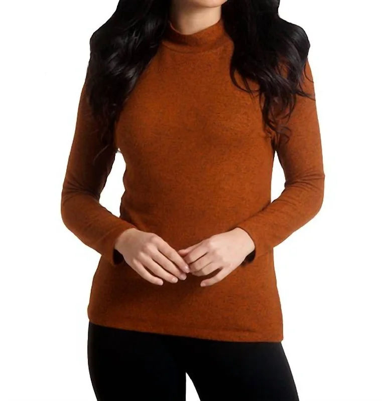 Supersoft Mock Neck Pullover In Spice Streetwear Style for 