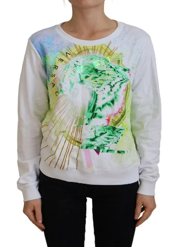 Versace Jeans  Graphic Print Long Sleeves Women's Sweater Hip Women's Retro