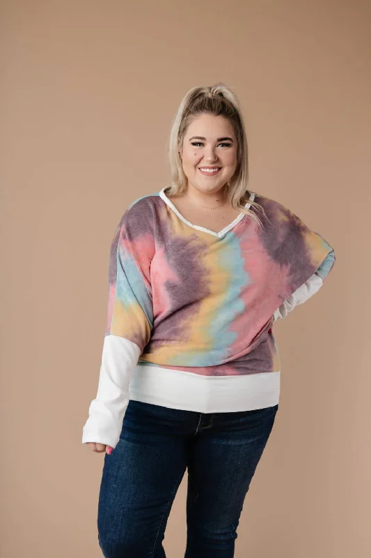Whitney Wide V Tie Dye Pullover In Multi Feminine Women's Soft 