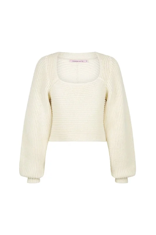 Women's Bruna Ribbed Sweater In Ivory Relaxed Women's 
