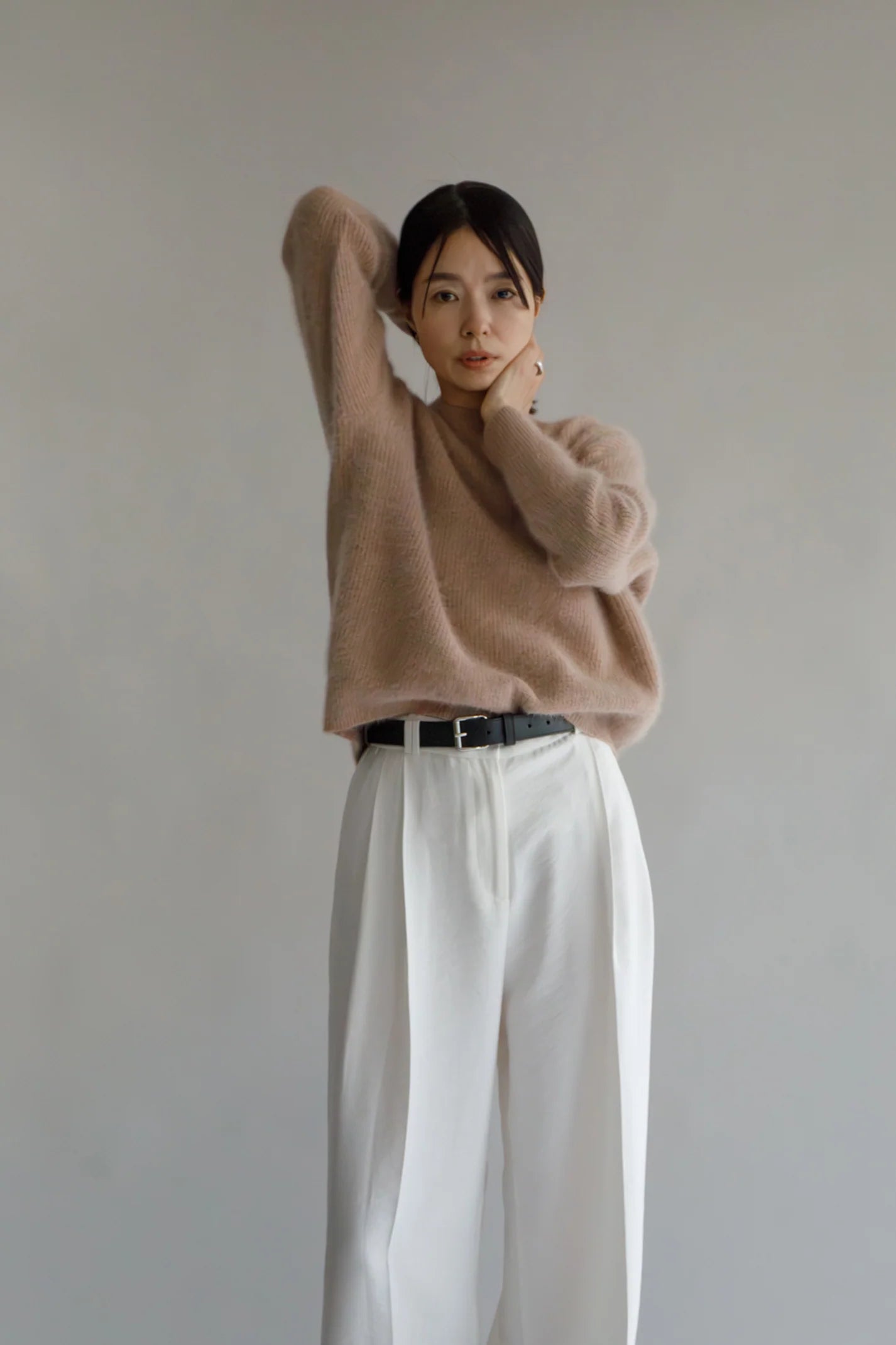 Wool Blend Crew Neck Sweater in Pink Bohemian Women's Free