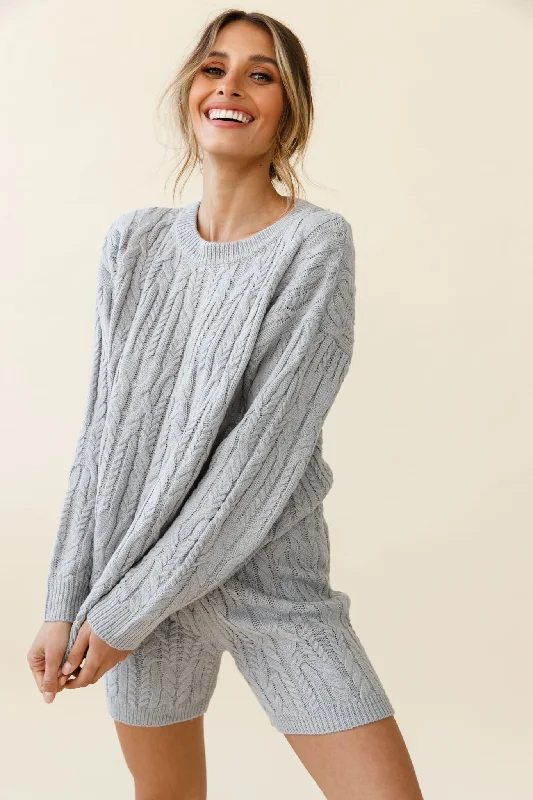 Colorado Cable Knit Sweater Grey Hip Women's Retro