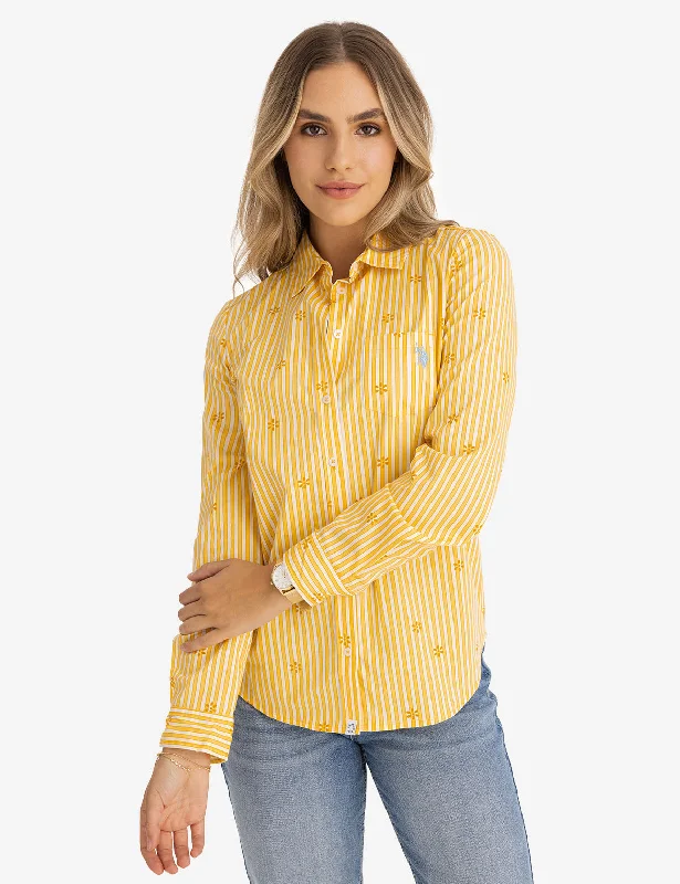 DITSY PRINT LONG SLEEVE POPLIN SHIRT Streetwear Style for 