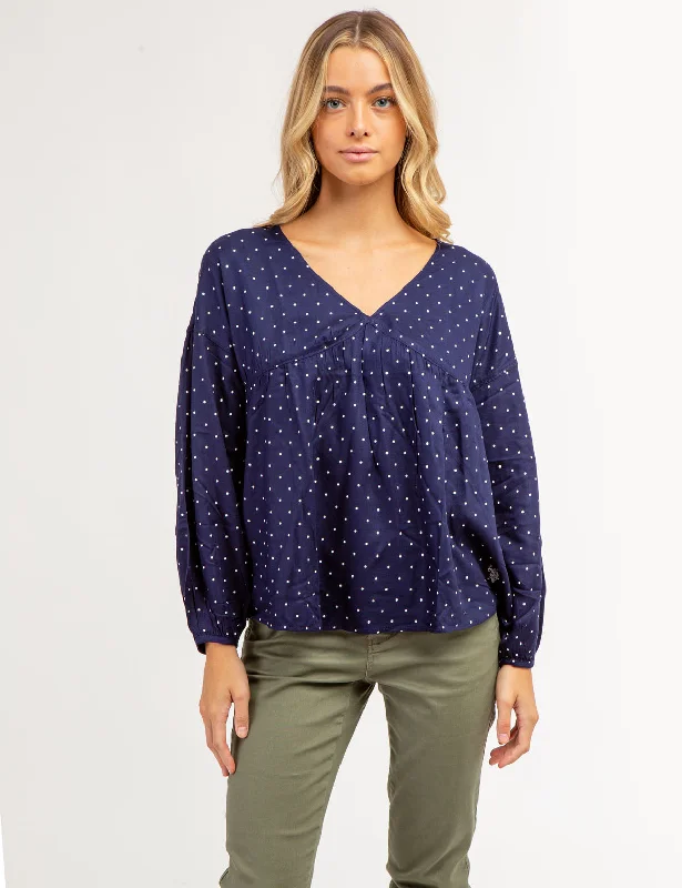 DOT POETIC V-NECK TOP Casual Women's Japanese 