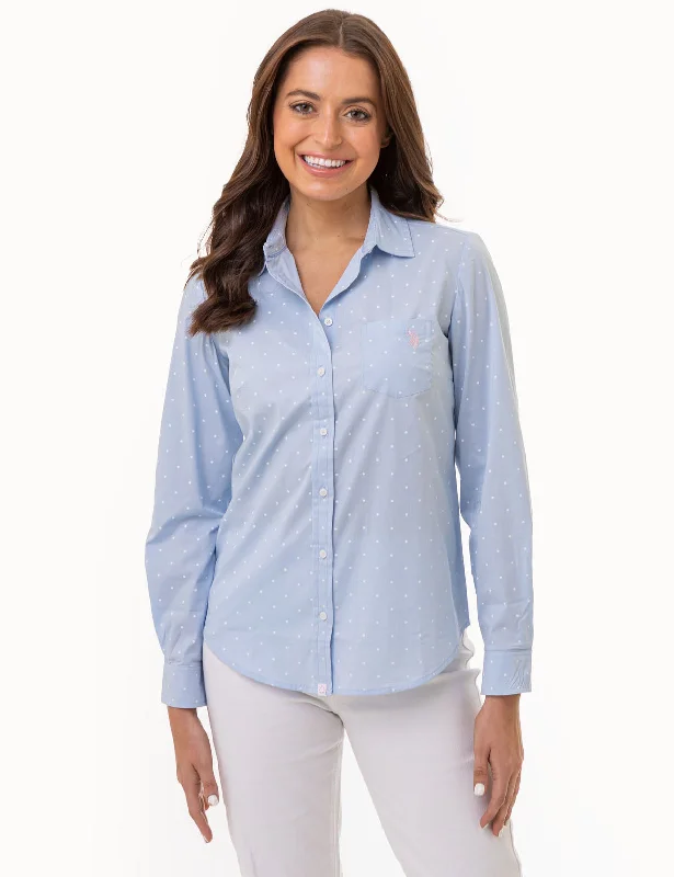 DOT PRINT LONG SLEEVE POPLIN SHIRT Women