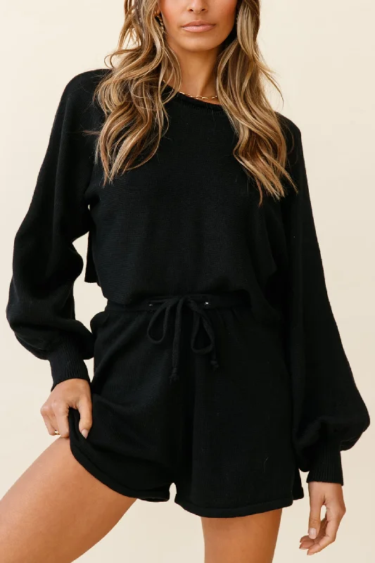 Easy Breezy Long Sleeve Midi Sweater Black Edgy Women's Punk