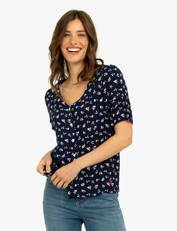 FLORAL PRINT VOLUME SLEEVE TOP British Gentlewoman Style