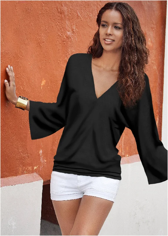 Banded Hem Top - Black Refined Women's Classic 