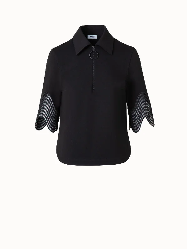 Jersey Shirt with Wave Lace Elegant Women's Formal 