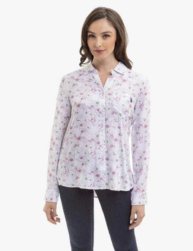 LONG SLEEVE PRINTED WOVEN SHIRT Sleek Women's 
