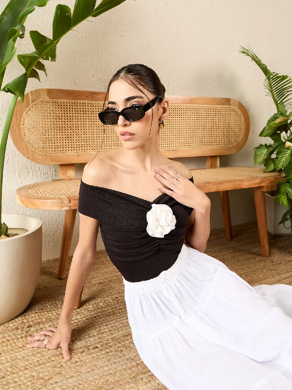 Off-Shoulder Rose Top Business
