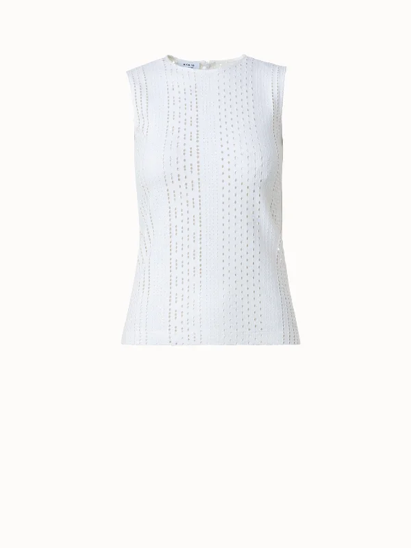 Perforated Stretch Jersey Top Casual Women's Japanese 