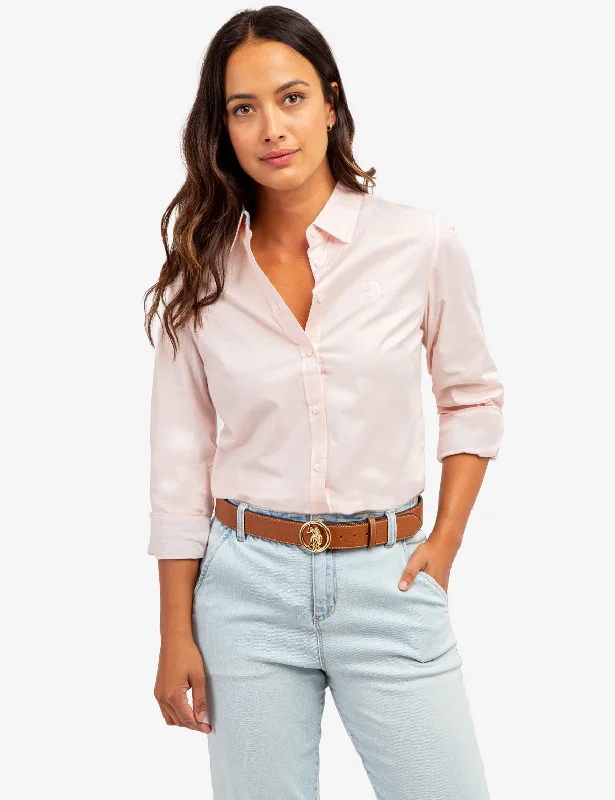 SOLID STRETCH POPLIN SHIRT Athletic Women's 