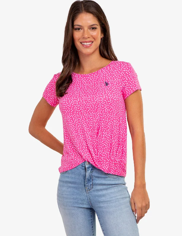 TWIST FRONT CREW NECK T-SHIRT Classic Women's Pin - striped