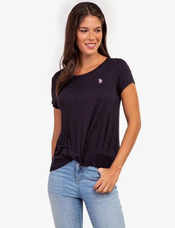 TWIST FRONT CREW NECK T-SHIRT Confident Women's High - fashion