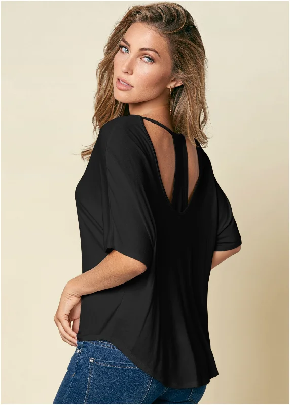 Racerback Basic Top - Black Youthful Women's Anime - inspired