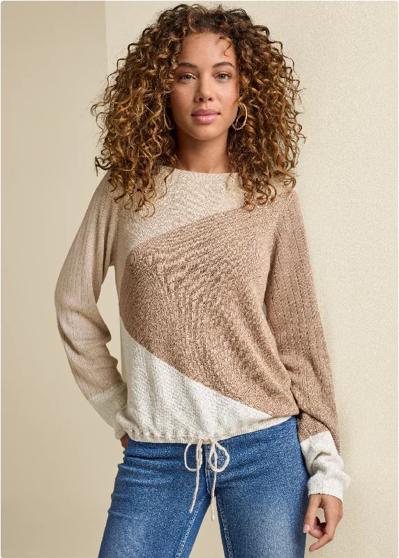 Colorblock Sweater   - Gold Multi Sharp Women's Italian
