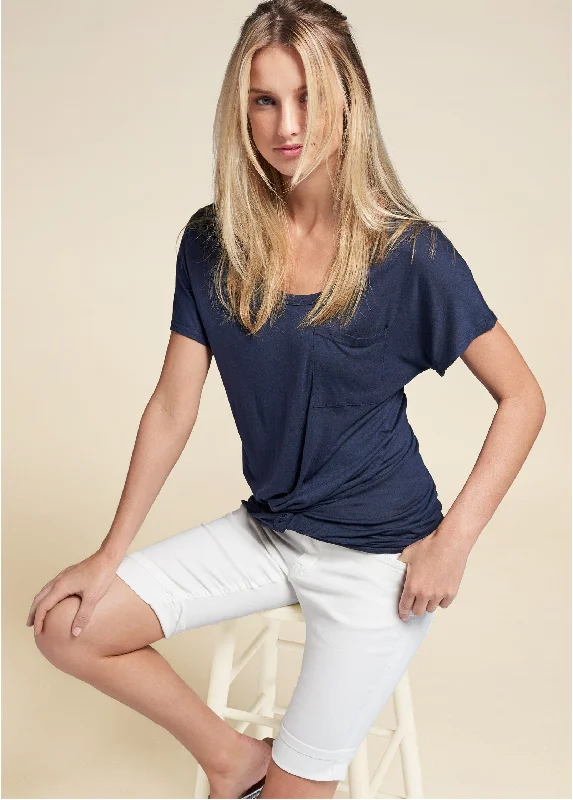 Twisted Knot Detail Tee - Navy Sporty Women's Tennis